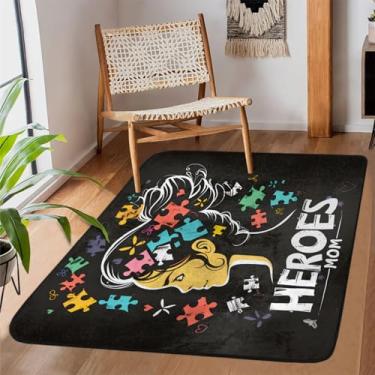 Imagem de Tapete de área para sala de estar, lavável à máquina, design de linha de autismo, tapete antiderrapante, tapete macio para sala de estar, quarto, sala de jantar, berçário, cozinha, decoração de casa