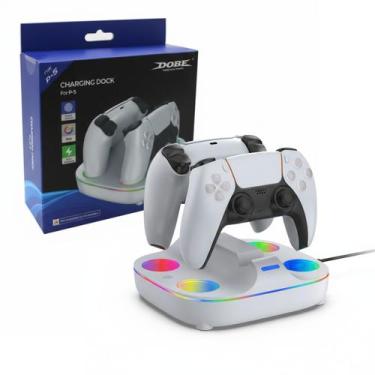 Imagem de Base Dock Duplo Carregador com Led RGB para Controle Manete Ps5 Playst