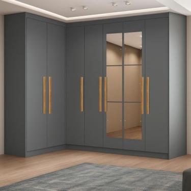 Imagem de Guarda-roupa Modulação de Canto com Puxadores Mdf com Espelho Paris - 