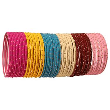 Imagem de Touchstone Pulseira indiana Bollywood tradicional perfeita moda 6 lindas cores brilhantes douradas joias designer conjunto de 72. para mulheres., XL - Circ 8.6 in-Indn Size 2.12-Dia 2.7 in, Metal, Sem