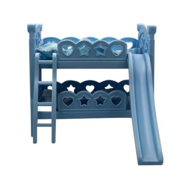 Imagem de Berço de Brinquedo com Escorregador para Boneca, Azul, Plástico, 28x31x39cm, Kit com 2 Unidades
