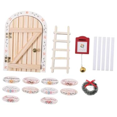 Imagem de Fenteer Kit de porta de fada em miniatura de madeira para o Natal, enfeite faça você mesmo, artesanato, presentes para festas, quarto infantil, brincadeiras