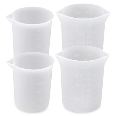 Imagem de 4 peças de copos medidores de silicone para derreter chocolate, ferramentas de cozimento reutilizáveis para moldes de chocolate faça você mesmo, capacidade de 250 ml e 350 ml para aplicações em copos