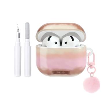 Imagem de COTYPOFLIYTT Capa compatível com AirPods 4 com kit de limpeza, linda estética listrada retrô colorida para meninas e mulheres, capa protetora à prova de choque de TPU macio para AirPods 4ª geração