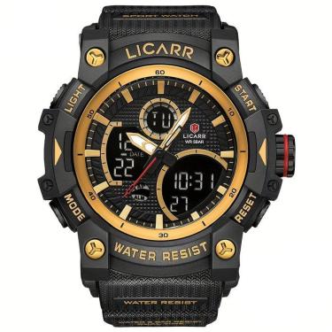 Imagem de Relógio Desportivo Digital Masculino Duplo Display A Prova De água 5atm Estilo Casual Dourado Preto