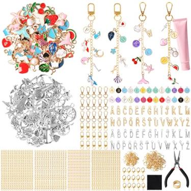 Imagem de ZOYVUX 636 peças, kit de chaveiros de brilho labial, kit de berloques de bolsa DIY com 178 pingentes, 45 ganchos para chaveiros, 60 correntes extensoras, anéis de salto e alicate de joias | Presentes