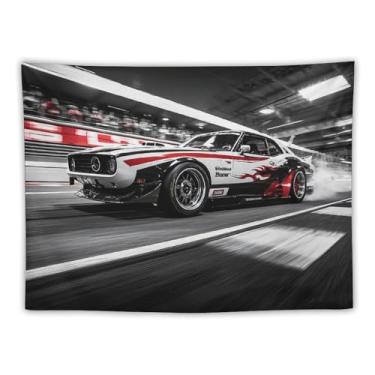 Imagem de HouLaiZhe JDM Tapeçaria de carro esportes corrida velocidade legal pendurar na parede quarto decoração de casa tapeçarias estética piquenique decoração de parede arte de parede para dormitório sala de