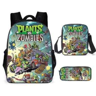 Imagem de Conjunto de mochilas Plants Zombies Cartoon Kids School 3 unidades