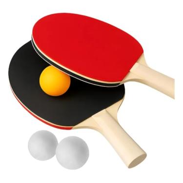 Imagem de Conjunto Tênis de Mesa com 2 Raquetes Ergonômicas e 3 Bolas – Madeira Resistente, Borracha Antiderrapante, Ideal para Lazer e Treino
