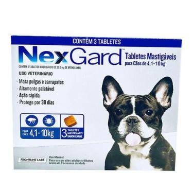 Imagem de Antipulgas e Carrapaticida NexGard Cães 4,1 a 10Kg Boerhinger 3 Tablet
