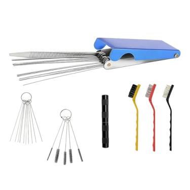 Imagem de Baoblaze Kit de limpeza de carburador com bico de maçarico, escovas práticas, agulha e ferramenta de fácil utilização para remoção de sujeira.