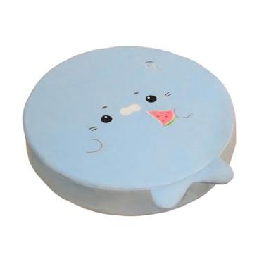 Imagem de MotiveTech Almofada de assento em espuma viscoelástica com capa lavável, ideal para cadeiras de escritório, com estampa de desenho animado, perfeita para sala de, Azul