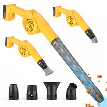 Imagem de Soprador de folhas sem fio para DeWalt 20v Max alimentado por bateria (sem bateria) com 4 bocais, soprador elétrico de 600 km/h com modo de 3 velocidades, mini soprador de folhas portátil para