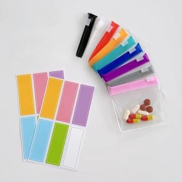 Imagem de 24 mini sacos de armazenamento com zíper, vedação deslizante de plástico transparente com etiquetas adesivas, 24 bolsas reutilizáveis para viagens, joias, artesanato, cor aleatória