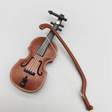 Imagem de 1 peça de violino em miniatura, instrumento de corda compatível com tamanho real para colecionadores iniciantes, miniviolino realista para prática