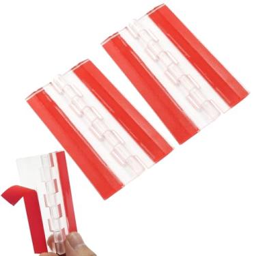 Imagem de Bivethoi Pacote com 4 dobradiças de plástico transparente de 75 x 45 mm, mini dobradiça transparente autoadesiva, dobradiças pequenas de acrílico durável para móveis de bricolagem/armário