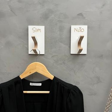 Imagem de 4 Ganchos Para Roupas Provador de loja Premium Moderno Sim Não Retangular Branco