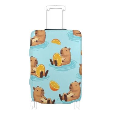 Imagem de Joisal Capa protetora de bagagem, capivaras fofas, laranjas, antiarranhões, floral, presentes de viagem, manga de bagagem, P, serve para estojo de 45 a 50 cm, Lindas capivaras laranjas, M 22-24 in