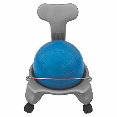 Imagem de Champion Sports Cadeira de bola de exercício infantil: Cadeira de bola de equilíbrio FitPro com rodas e suporte para costas para casa ou escola - Inclui bomba de mão - Preta