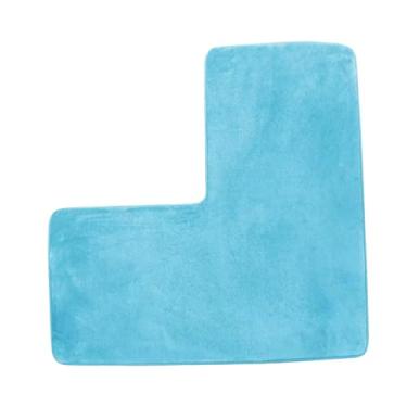 Imagem de SiaBiced Tapete de Banho em Formato de L, Tapete de Banheiro, Decoração para Casa, Macio para Pisos de Banheiro, Confortável de Lã Coral, de Canto para, Céu Azul