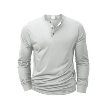 Imagem de Camiseta Masculina De Manga Longa Com Gola Henley Slim Fit Casual Conf