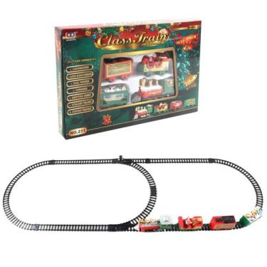 Imagem de Conjunto de Trem Elétrico de Natal para Crianças - Com Som, Luzes e Tr