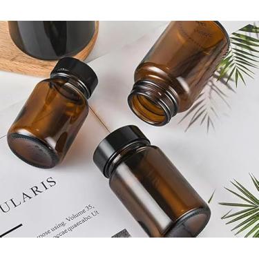 Imagem de Garrafa de vidro marrom âmbar de 60 ml para aromaterapia para garrafas de pipeta de óleo de massagem básicas essenciais recarregáveis