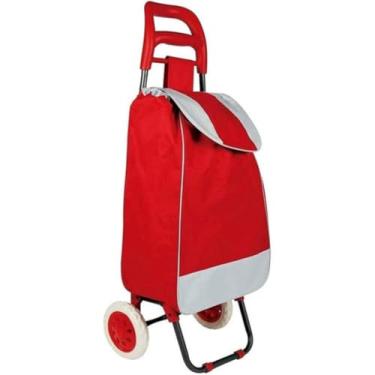 Imagem de Carrinho de Compras Dobrável com Rodas Multiuso Suporta até 30kg Bolsa Removível(VERMELHO)