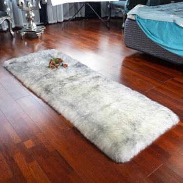 Imagem de LLB Tapete de pele de carneiro genuíno de pelúcia macio tapete de pele de carneiro fofo para sala de estar quarto de crianças luxo decoração de casa tapete de pele de cordeiro retangular (cinza neve,