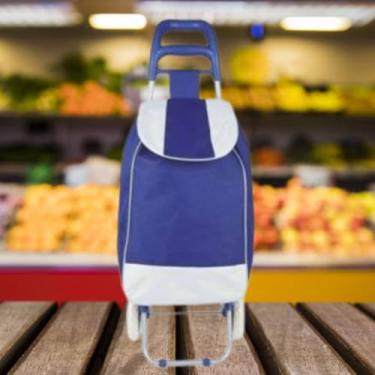 Imagem de Carrinho de Compras Dobrável Multiuso para Feira e Supermercado até 30kg com Rodas Reforçadas(AZUL)