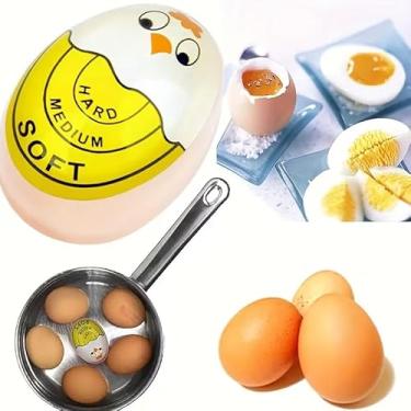 Imagem de 1 temporizador de ovos para ferver ovos que muda de cor quando terminado, vermelho