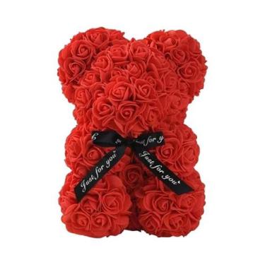 Imagem de Urso De Pelúcia Rosa Eterna Flor Artificial Para Mãe Dia Das Mães Aniv