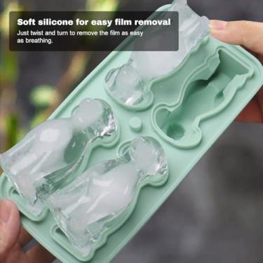 Imagem de SIWOTED 3D Labrador Cubo de gelo Molde de silicone em forma de cachorro Bandeja de cubos de gelo com 4 buracos Moldes de gelo reutilizáveis ​​para coquetel de uísque (Verde)
