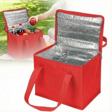 Imagem de Bolsa térmica para entrega de alimentos – Bolsa térmica reutilizável com zíper superior, bolsa térmica à prova de vazamento para DoorDash, compras de supermercado, viagem e piqueniques (2 tamanhos