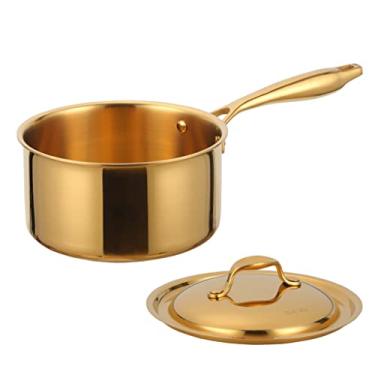 Imagem de Conjuntos de panelas panela de fervura de aço inoxidável com tampa panela de cozinha sopa de leite panela longa anti-calor para panelas para (cor: A, tamanho: 10 cm * 18 cm)