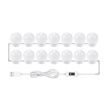 Imagem de 14 PCS Luzes de Espelho Maquiagem LED com Controle por Sensor Fita Luz Vanity Decoração Banheiro e Quarto Alto - Cuidado os Olhos Fácil Instalar Alime