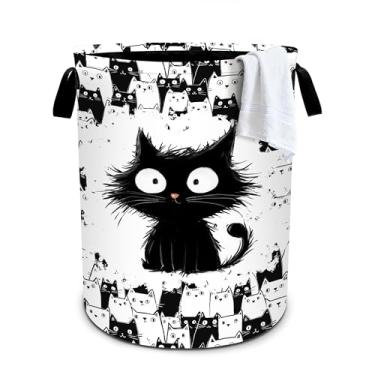 Imagem de Cesto de lavanderia para gatos, cesto de roupa dobrável, organizador de balde de roupas, 40 x 40 cm, para lavanderia/quarto/banheiro