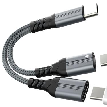 Imagem de Adaptador USB C divisor (2 em 1) tipo C para fone de ouvido para iPhone 17 16 15 Pro Max carregador cabo de áudio dongle de carregamento duplo cabo auxiliar rápido multi-portas fone de ouvido