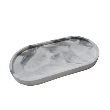 Imagem de Bandeja Decorativa Oval Multiuso | Marmorizado | Kit |Granilite | Porta Jóias | Acessórios | Porta Velas 17.5 cm x 9 cm para Casa Sala Quarto e Ambientes de Decoração Elegante(Mármore black)