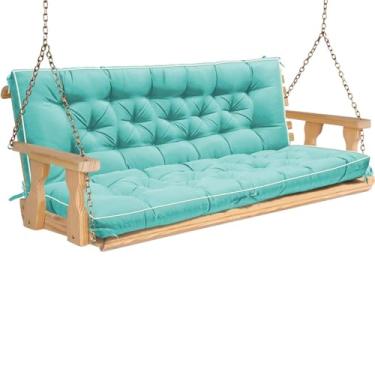 Imagem de PITCTCHIC Almofadas de balanço para varanda, almofadas de substituição para balanço ao ar livre, 3 lugares com encosto, almofada de banco impermeável espessa com laços para pátio, exterior, quintal e