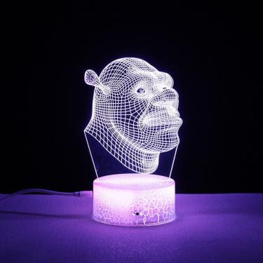 Imagem de Luz noturna LED 3D Shreks Color Changing para crianças com base
