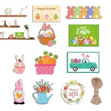 Imagem de Decoração de Travessa para Páscoa,Centro de Mesa Rústico de com 15 Peças,Placa para Mesa de Páscoa - para Reuniões Familiares Cozinha Primavera Festas em Casa Feriados