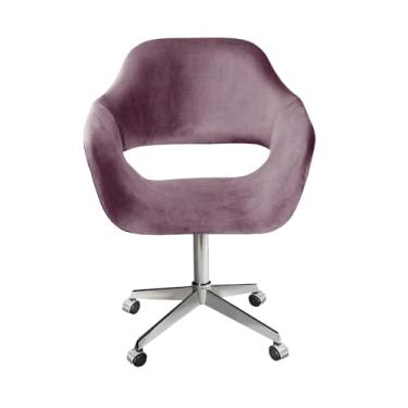 Imagem de Poltrona Decorativa Zara Pé Giratório de Metal Sala Recepção Roxo