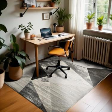 Imagem de 1 Tapete Escritório Grande Antiderrapant 150X200 Js Do Cr Vr (M60 Areia Cinza - Geométrico Moderno)