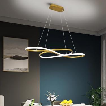 Imagem de Luminária pendente moderna para ilha de cozinha, com intensidade de luz ajustável de 10% a 100%, controle remoto, altura regulável, estilo linear, ideal para mesa de jantar, bar e escritório