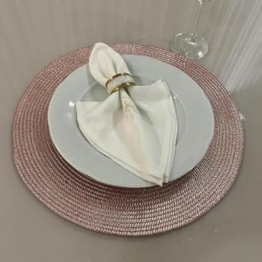 Imagem de Jogo Americano Mesa Posta Impermeável Redondo ou Retangular para Jantar e Eventos – Kit 4 ou 6 Lugares Decorativo Luxo (63. Rosa Brihante,6 unidades)