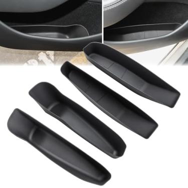Imagem de auovo Caixa de armazenamento de bolso lateral de porta para Tesla Model Y Juniper 2025 2026 acessórios para porta frontal e traseira, protetor de forro lateral TPE Bandejas organizadoras para Tesla
