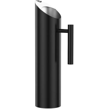 Imagem de Jarro de água de aço inoxidável, jarro de água de metal à prova de ferrugem com protetor de gelo e alça, jarra polida para geladeira, ideal para leite, suco, chá gelado, café, vinho (2L - Black)