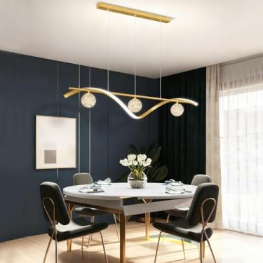 Imagem de Lustre moderno e universal de LED com 30W, ideal para mesas de jantar, salas de estar, salas de jantar e quartos. Perfeito para restaurantes e salas de jantar. Possui uma esfera de vidro de