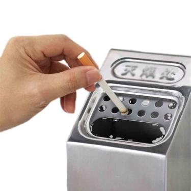 Imagem de Eliminação de pontas de cigarro Pilar de cinzas para área fumantes montado na parede, ponta cigarro, cilindro suspenso para coluna externa(Preto)